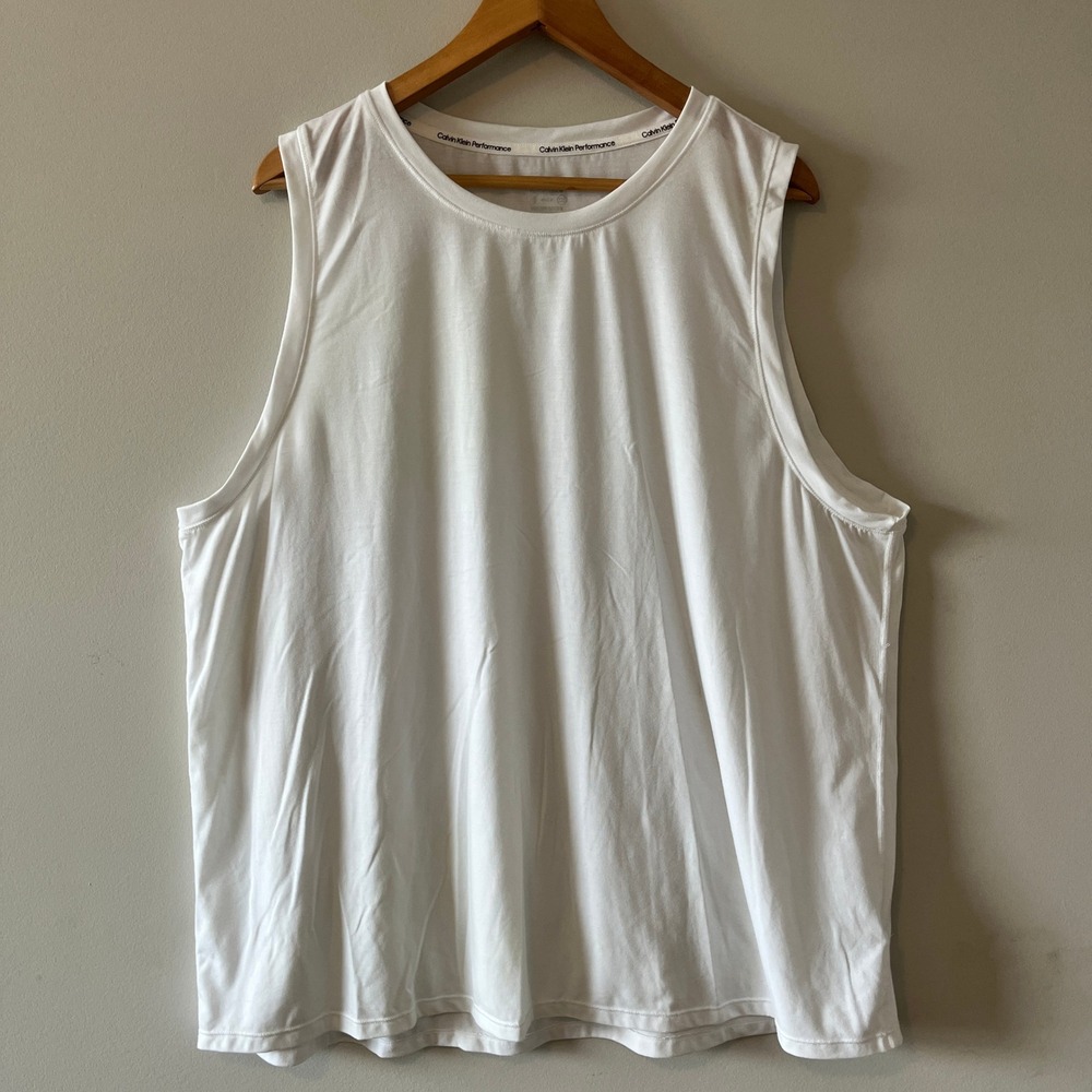 Calvin Klein Performance Tank Top Athletic White XXL Wicking Sleeveless